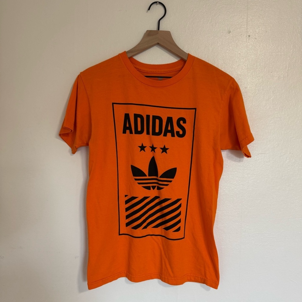 Adidas Originals Mens Orange Trefoil Graphic T Shirt Small